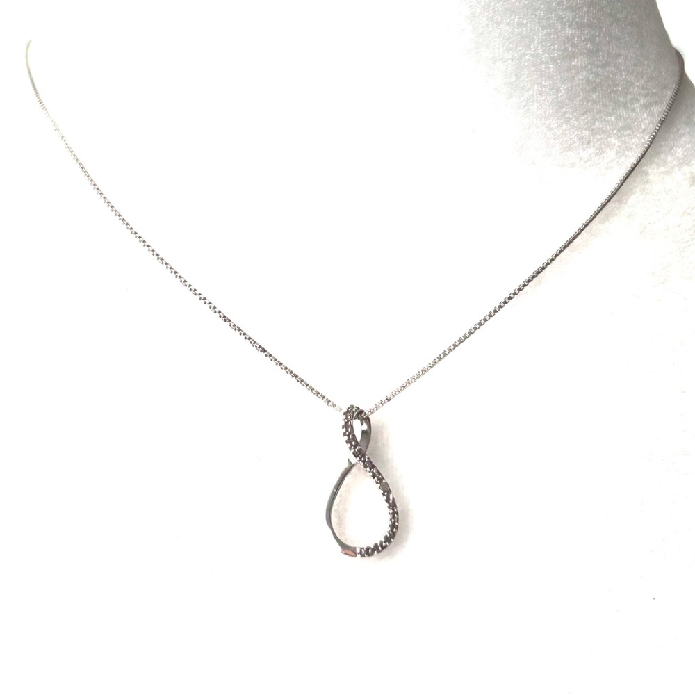 Vintage Diamond Infinity Pendant And 15” Necklace in Sterling Silver